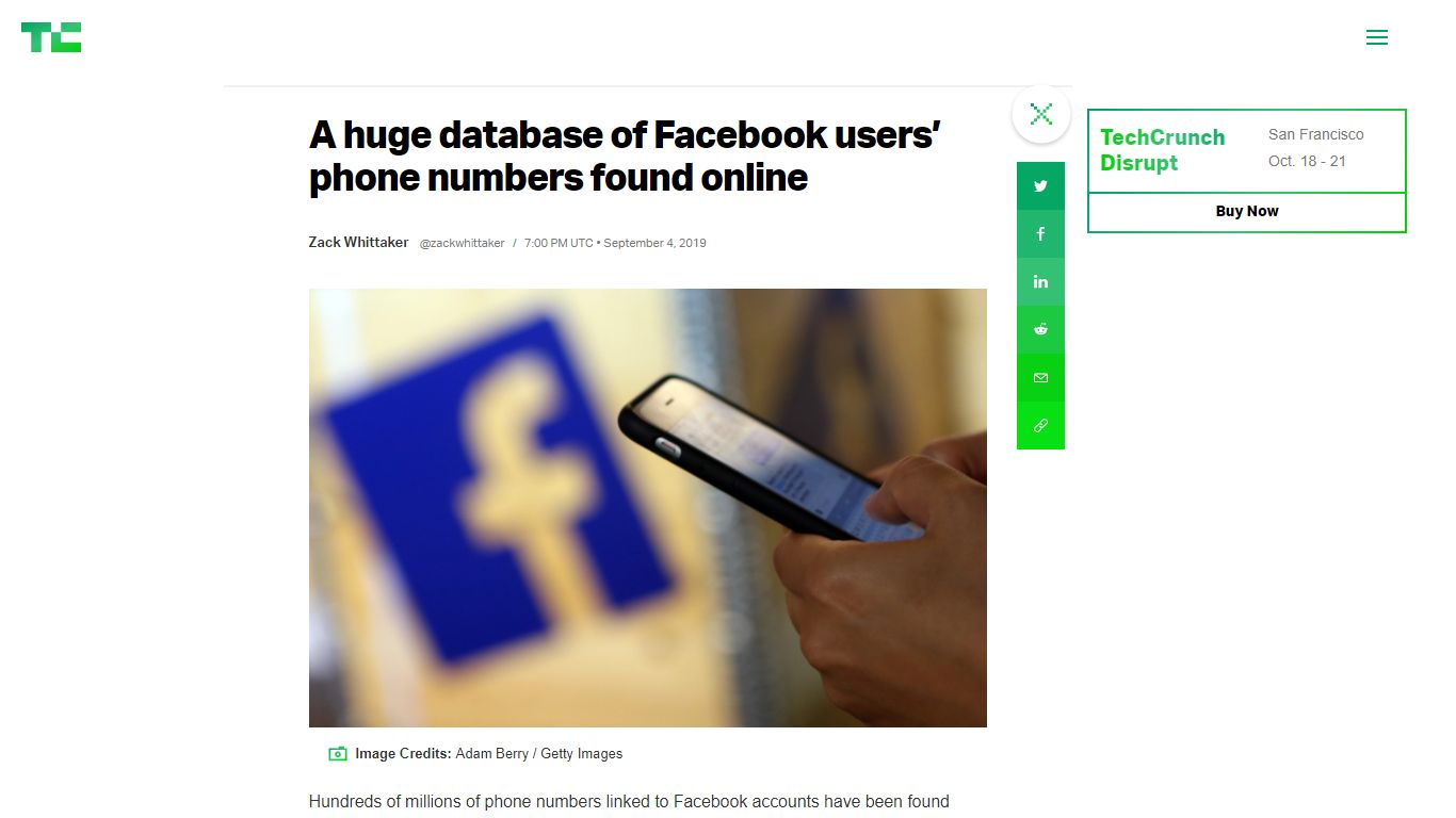 A huge database of Facebook users’ phone numbers found online